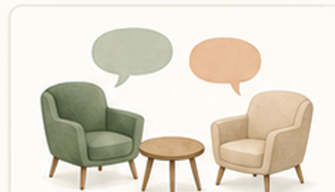 Deux fauteuils et des bulles de dialogue