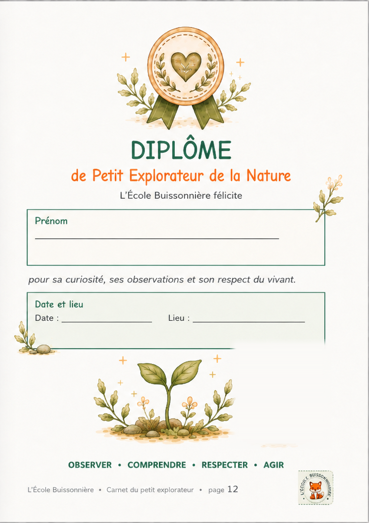 Diplôme du Petit Explorateur de la Nature