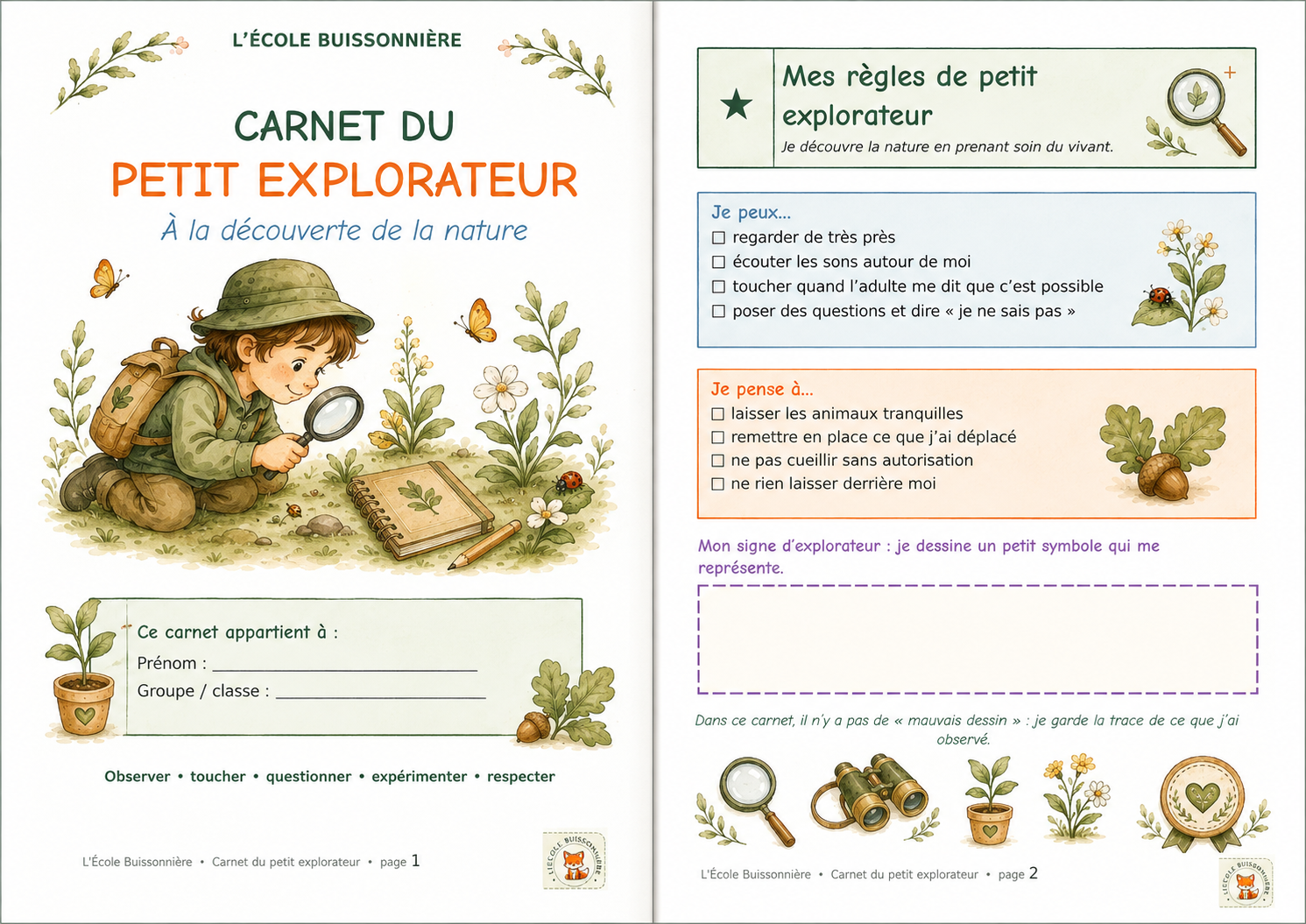 Pages intérieures d’un carnet